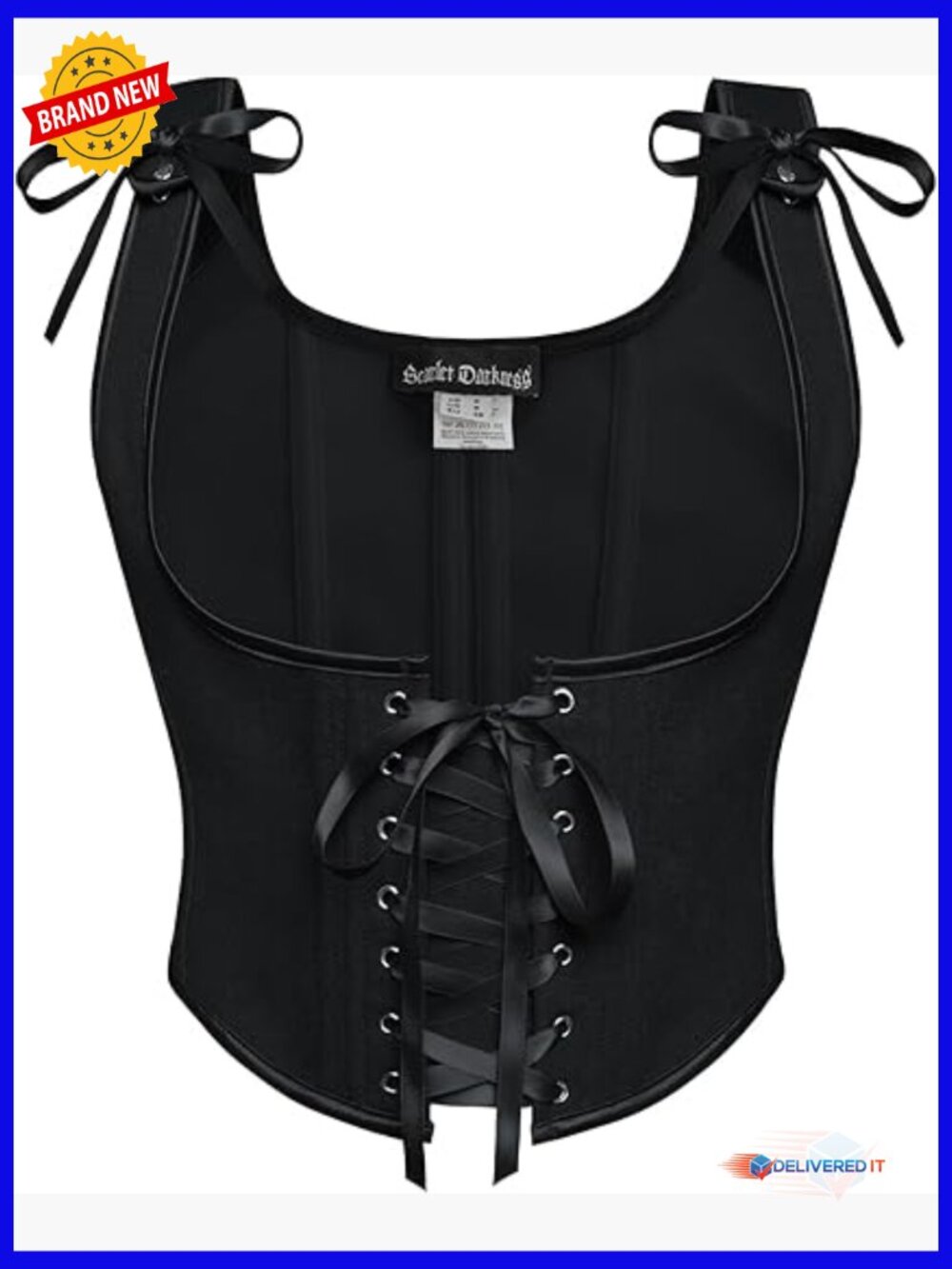 Underbust Corset Top with Zip Closure, Boned, Lace-up, Renaissance